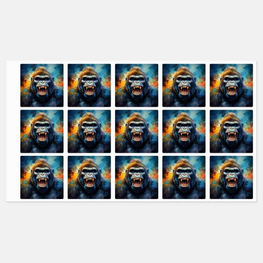 Lächeln Gorilla Etiketten (Blatt)