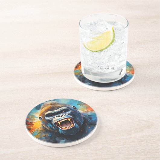 Lächeln Gorilla Getränkeuntersetzer (Seite)