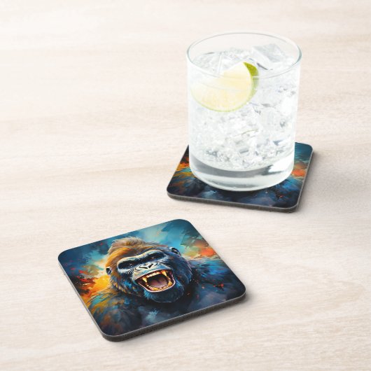 Lächeln Gorilla Getränkeuntersetzer (Rechte Seite)