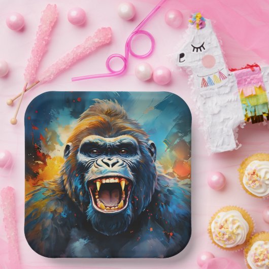 Lächeln Gorilla Pappteller (Party)