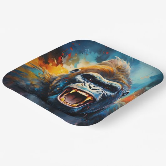 Lächeln Gorilla Pappteller (Gewinkelt)