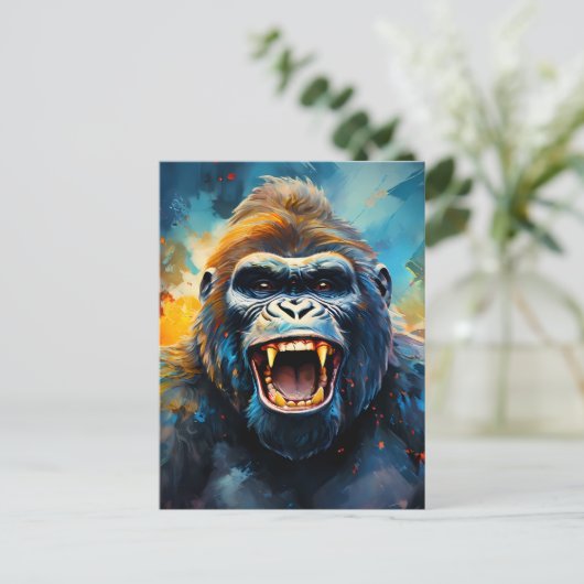 Lächeln Gorilla Postkarte (Stehend Vorderseite)