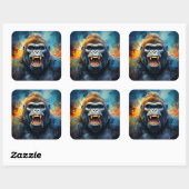 Lächeln Gorilla Quadratischer Aufkleber (Blatt)