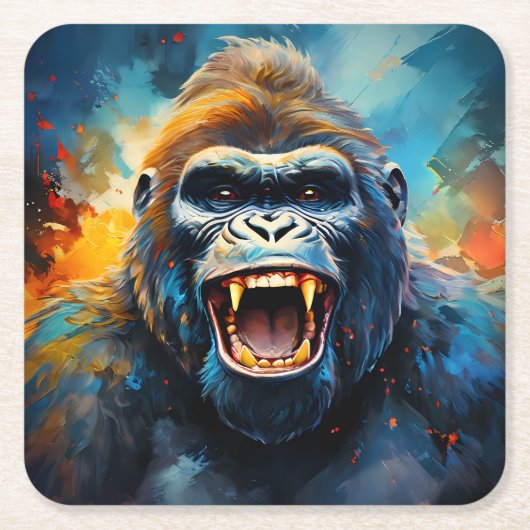 Lächeln Gorilla Rechteckiger Pappuntersetzer (Vorderseite)