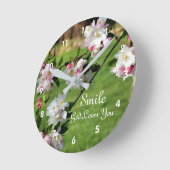 Lächeln Gott Lieben Sie blühen Inspiration Runde Wanduhr (Winkel)