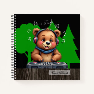 Lächeln Grizzly Bären DJ, Happy Music Jungle Notizblock