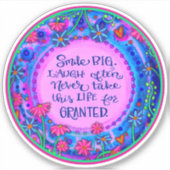 Lächeln Große Ermutigung Rosa Blüteninspirivität Aufkleber (Vorderseite)