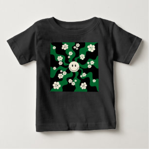 Lächeln - Grün, Creme und Schwarz Baby T-shirt