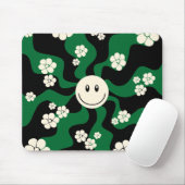 Lächeln - Grün, Creme und Schwarz Mousepad (Mit Mouse)