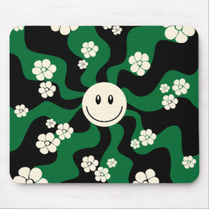 Lächeln - Grün, Creme und Schwarz Mousepad