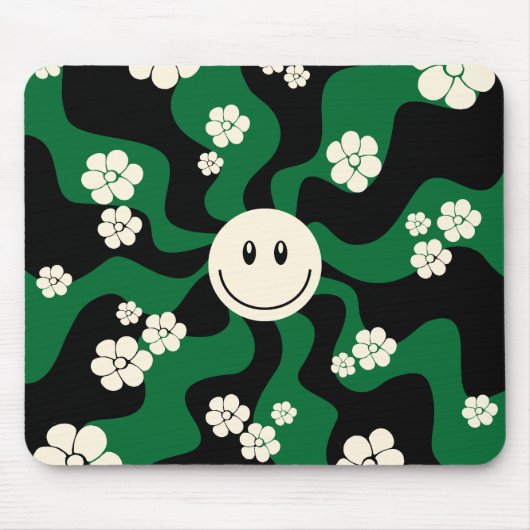 Lächeln - Grün, Creme und Schwarz Mousepad (Vorne)