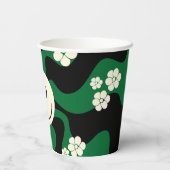 Lächeln - Grün, Creme und Schwarz Pappbecher (Rückseite)