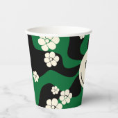 Lächeln - Grün, Creme und Schwarz Pappbecher (Vorderseite)