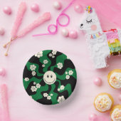 Lächeln - Grün, Creme und Schwarz Pappteller (Party)