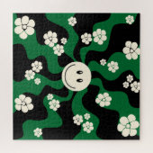 Lächeln - Grün, Creme und Schwarz Puzzle (Horizontal)