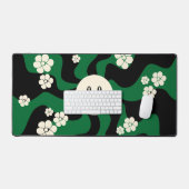 Lächeln - Grün, Creme und Schwarz Schreibtischunterlage (Tastatur & Maus)