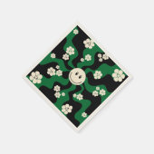 Lächeln - Grün, Creme und Schwarz Serviette (Ecke)