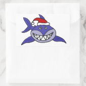 Lächeln Hai tragen Weihnachtsmannmütze Weihnachten Rechteckiger Aufkleber (Tasche)