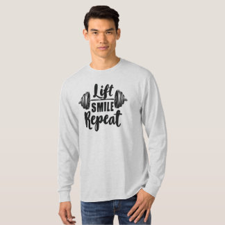 Lächeln Heben Wiederholen Gym Motivation Gewichthe T-Shirt