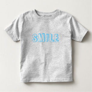"Lächeln" hellblaue Buchstaben grau Kleinkind T-shirt