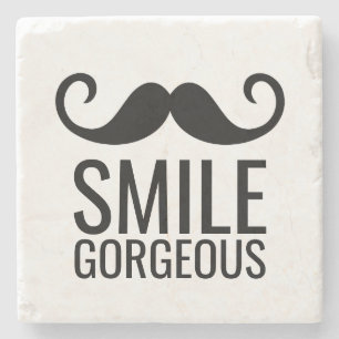 LÄCHELN HERRLICH u. Schnurrbart-SteinUntersetzer Steinuntersetzer