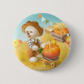 Lächeln Hund mit Rollkarren Button (Vorderseite)