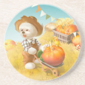 Lächeln Hund mit Rollkarren Getränkeuntersetzer (Vorne)