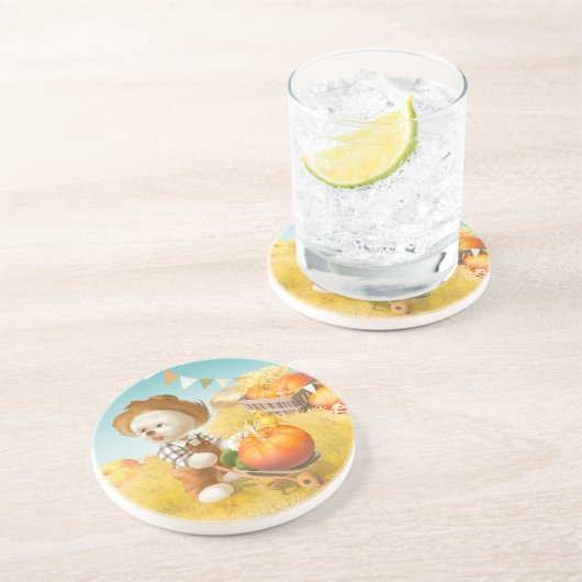 Lächeln Hund mit Rollkarren Getränkeuntersetzer (Seite)