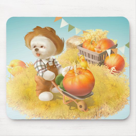 Lächeln Hund mit Rollkarren Mousepad (Vorne)