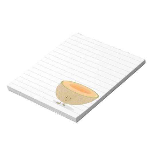 Lächeln in Cantaloupe White Gray Lines Notizblock (Rotiert)