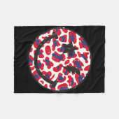 Lächeln in Leopard Print mit US-Flagge Farbe unabh Fleecedecke (Vorderseite (Horizontal))