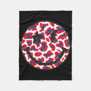 Lächeln in Leopard Print mit US-Flagge Farbe unabh Fleecedecke