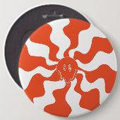 Lächeln in Orange & White Button (Vorne & Hinten)