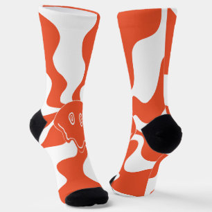 Lächeln in Orange & White Socken
