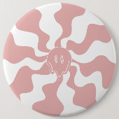Lächeln in Rosa und Weiß Button (Vorderseite)