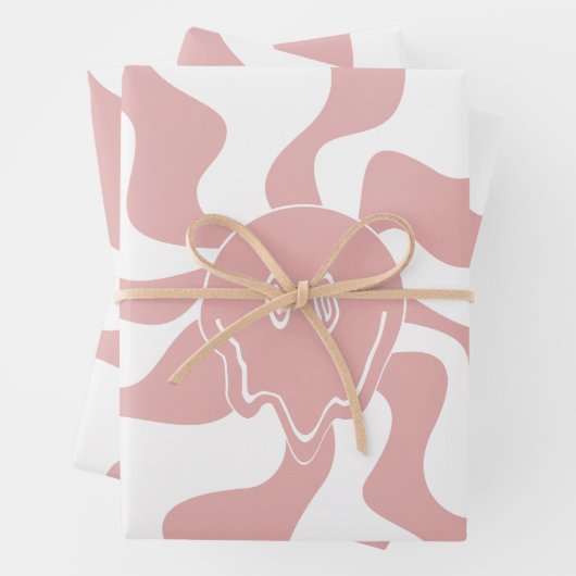 Lächeln in Rosa und Weiß Geschenkpapier Set (Beispiel)