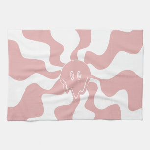 Lächeln in Rosa und Weiß Geschirrtuch
