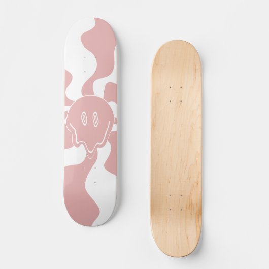 Lächeln in Rosa und Weiß Skateboard (Vorderseite)