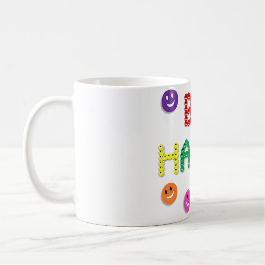 Lächeln ist glücklicher Gesichts-Spaß-lustiges Kaffeetasse (Links)