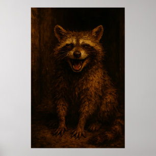 Lächeln ist kostenlos: Grinsende Gassen-Waschbär Poster