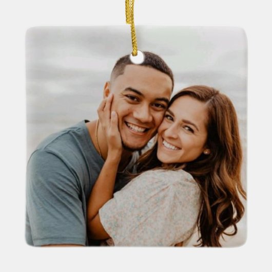 Lächeln ist Liebe, Weihnachten Hochzeit Keramikornament (Vorderseite)