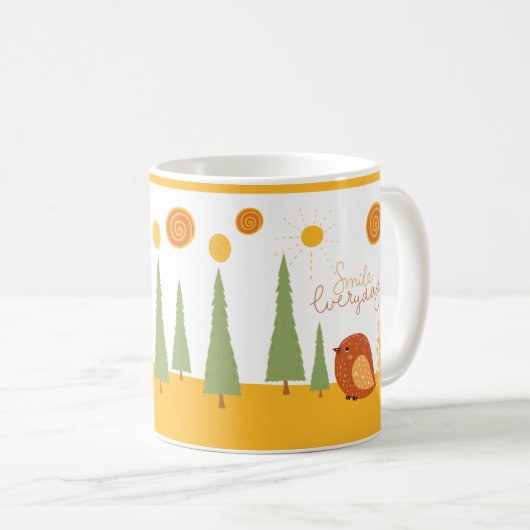 Lächeln Jeden Boho Bird Sun Niedlich Kaffeetasse (VorderseiteRechts)