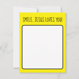 Lächeln, Jesus Lieben Sie gelb glücklichen Sonnens Mitteilungskarte