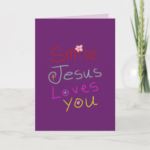 „Lächeln Jesus liebt dich“ Christliches Zitat Karte