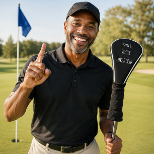 Lächeln, Jesus liebt dich Schwarz und Weiß Golf Headcover