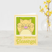 Lächeln Katze glücklich Sommerzeit Denken Sie an S Karte (Gelbe Blume)