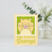 Lächeln Katze glücklich Sommerzeit Denken Sie an S Postkarte (Stehend Vorderseite)