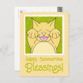 Lächeln Katze glücklich Sommerzeit Denken Sie an S Postkarte (Vorne/Hinten)