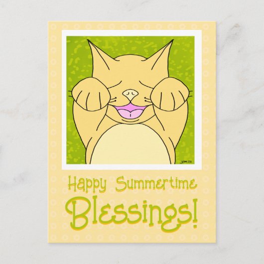 Lächeln Katze glücklich Sommerzeit Denken Sie an S Postkarte (Vorderseite)