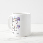 Lächeln Katze mit Blume Monogramm Kaffeetasse (Vorderseite Links)